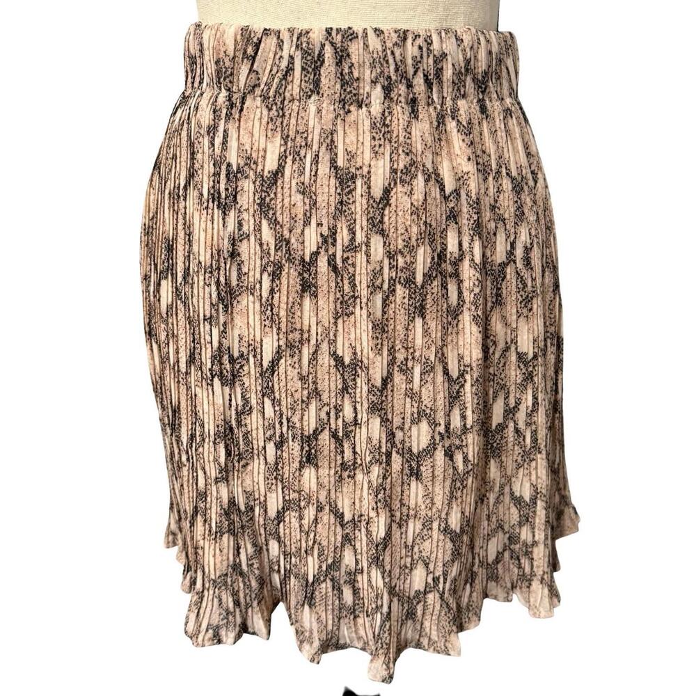 Mittoshop Brown & Cream Animal Print Pleated Skirts Medium